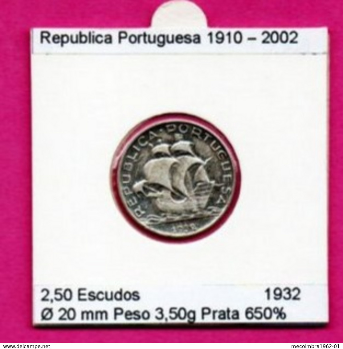 Portugal 2$50 Escudos 1932 Argent "Caravelle" - Portugal