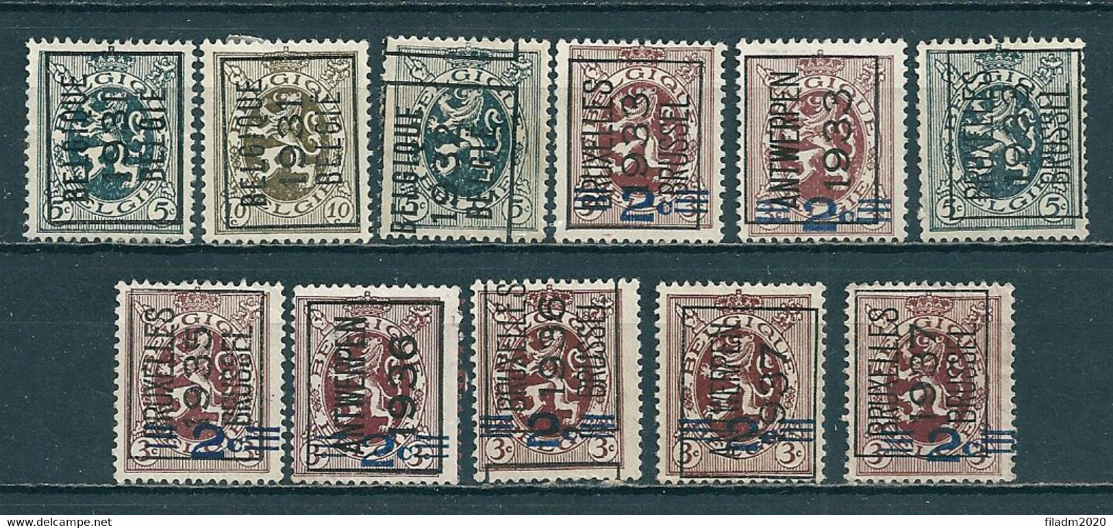 PREO Samenstelling 1931 => 1937 Op Nr 278 - 279 - 280 - 315 - Typo Precancels 1929-37 (Heraldic Lion)