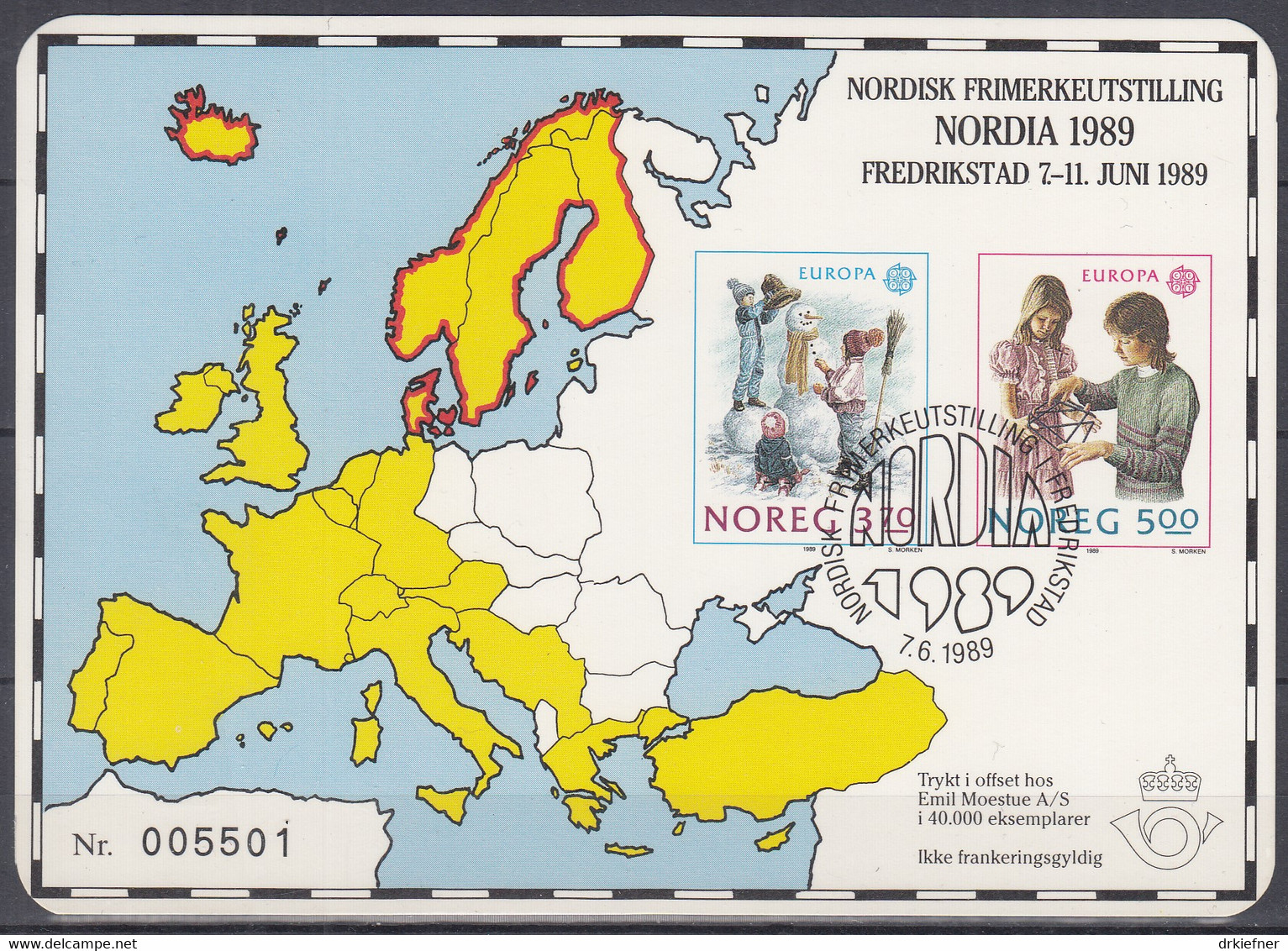 NORWEGEN  1019-1020, Als Farbdruck Auf Karte, Gestempelt, Zur NORDIA '89, Europa CEPT: Kinderspiele 1989 - 1989