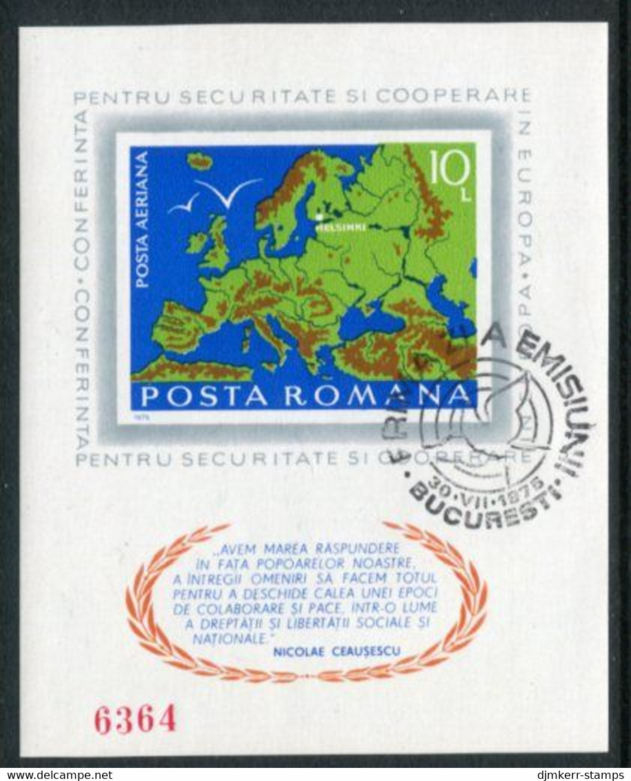 ROMANIA 1975 European Security Conference Imperforate  Block Used.  Michel Block 125 - Oblitérés