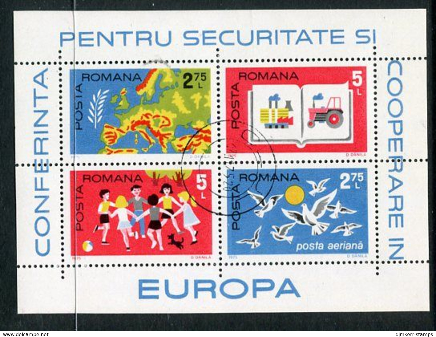 ROMANIA 1975 European Security Conference  Block Used.  Michel Block 124 - Gebruikt