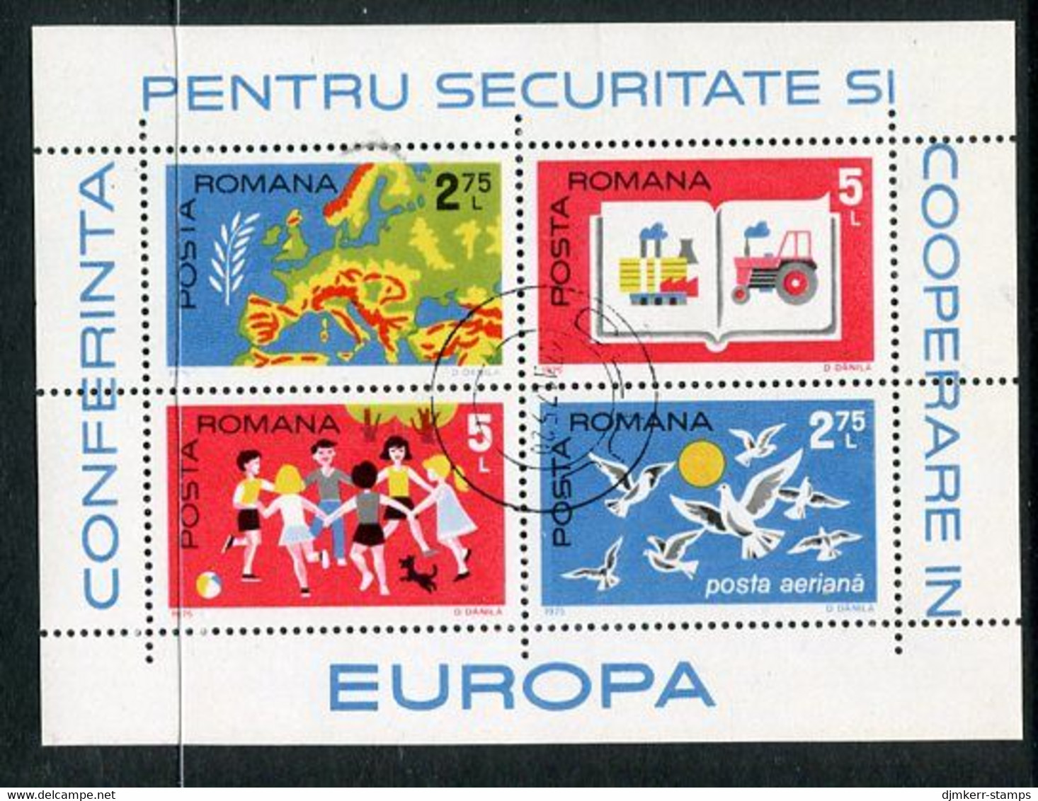 ROMANIA 1975 European Security Conference  Block Used.  Michel Block 124 - Usado