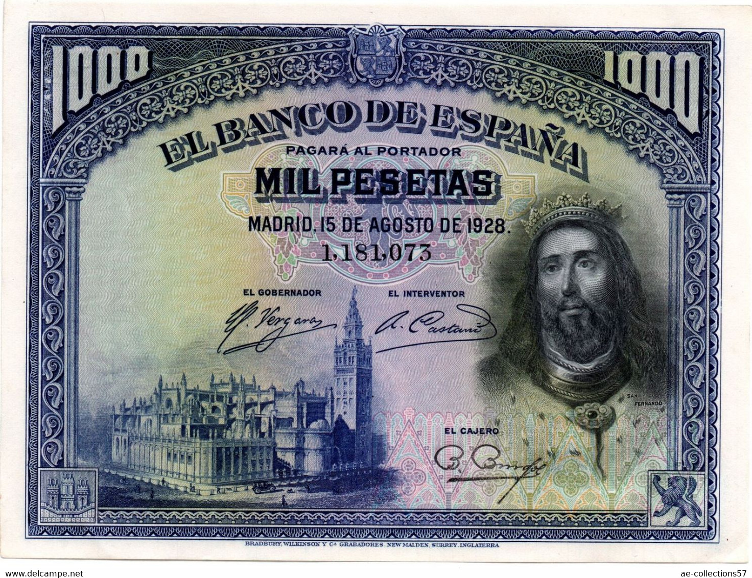 Espagne / 1000 Pesetas  15/8/1928 / TTB+ - 1000 Peseten