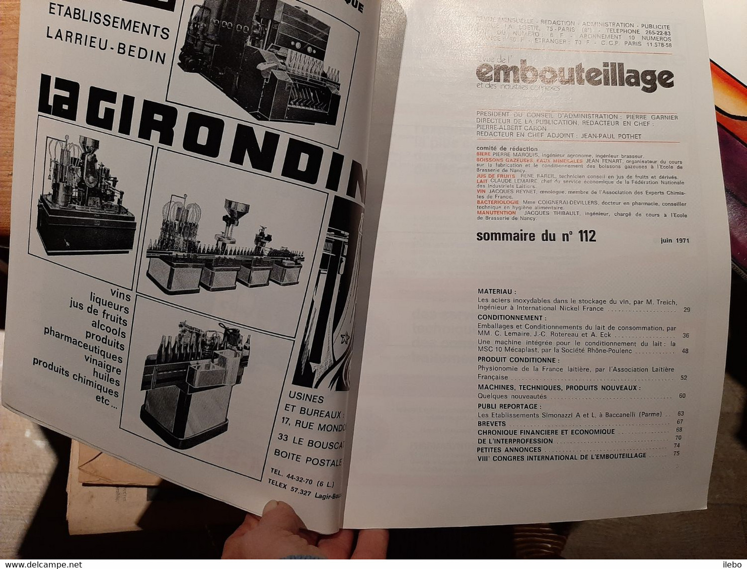 Lot 2 Revues De L' Embouteillage Et Des Industries Connexes Emballage Déchets Vins Alcool Publicité Lait - Culinaria & Vinos