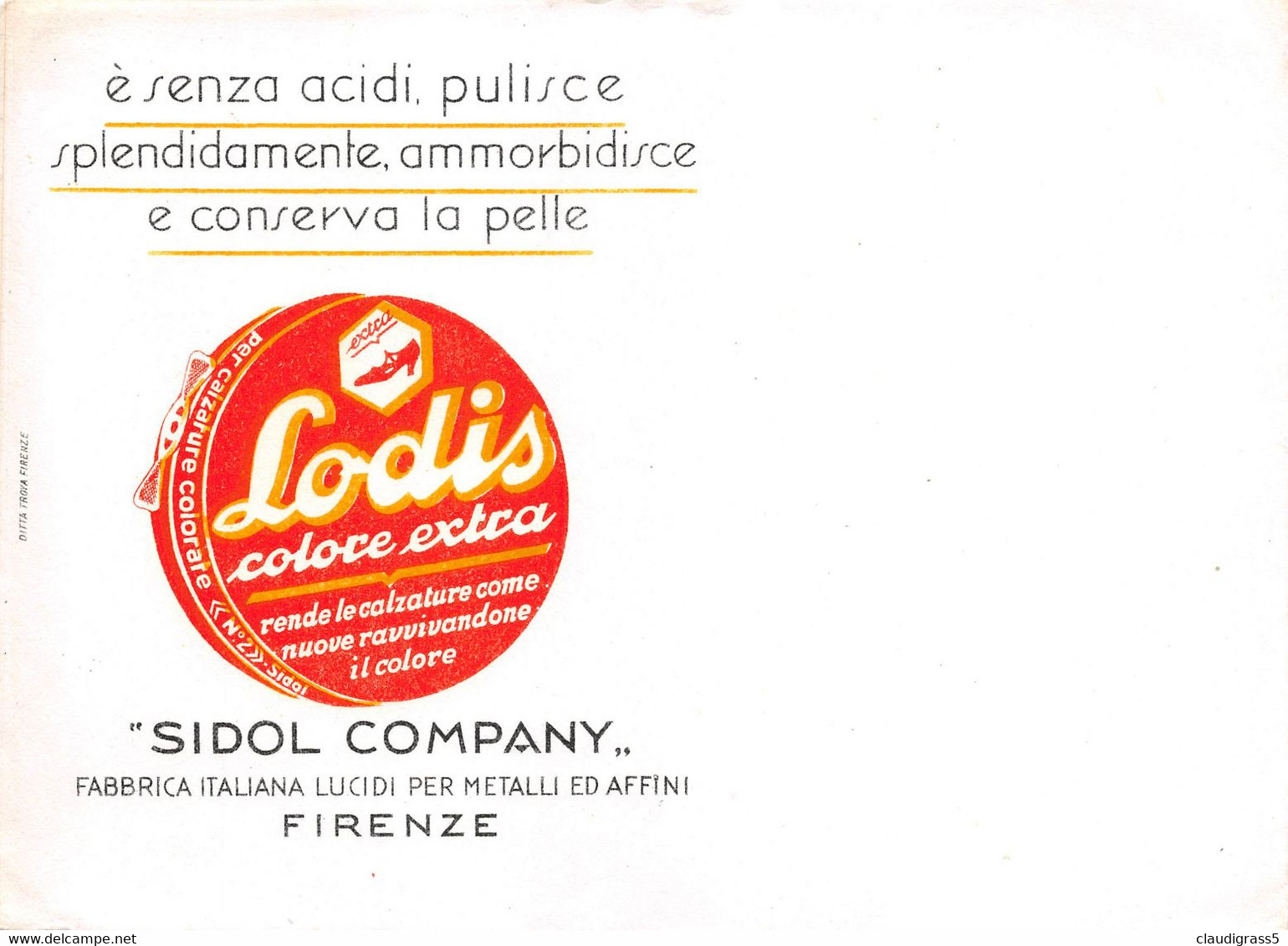 1576 "CARTA ASSORBENTE-SIDOL COMPANY-(LODIS COLORE EXTRA) PER CALZATURE"-NUOVA - Chaussures