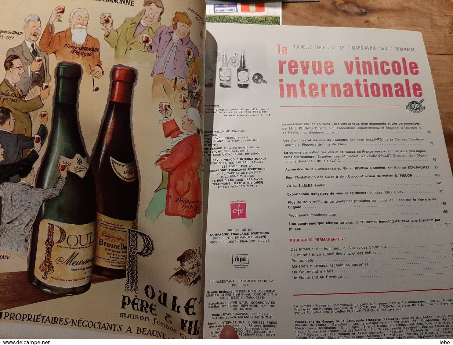 Revue Vinicole Internationale 1970 Vignoble Vin De  Touraine Cuves Exportation Verrerie De Cognac Publicité - Cuisine & Vins