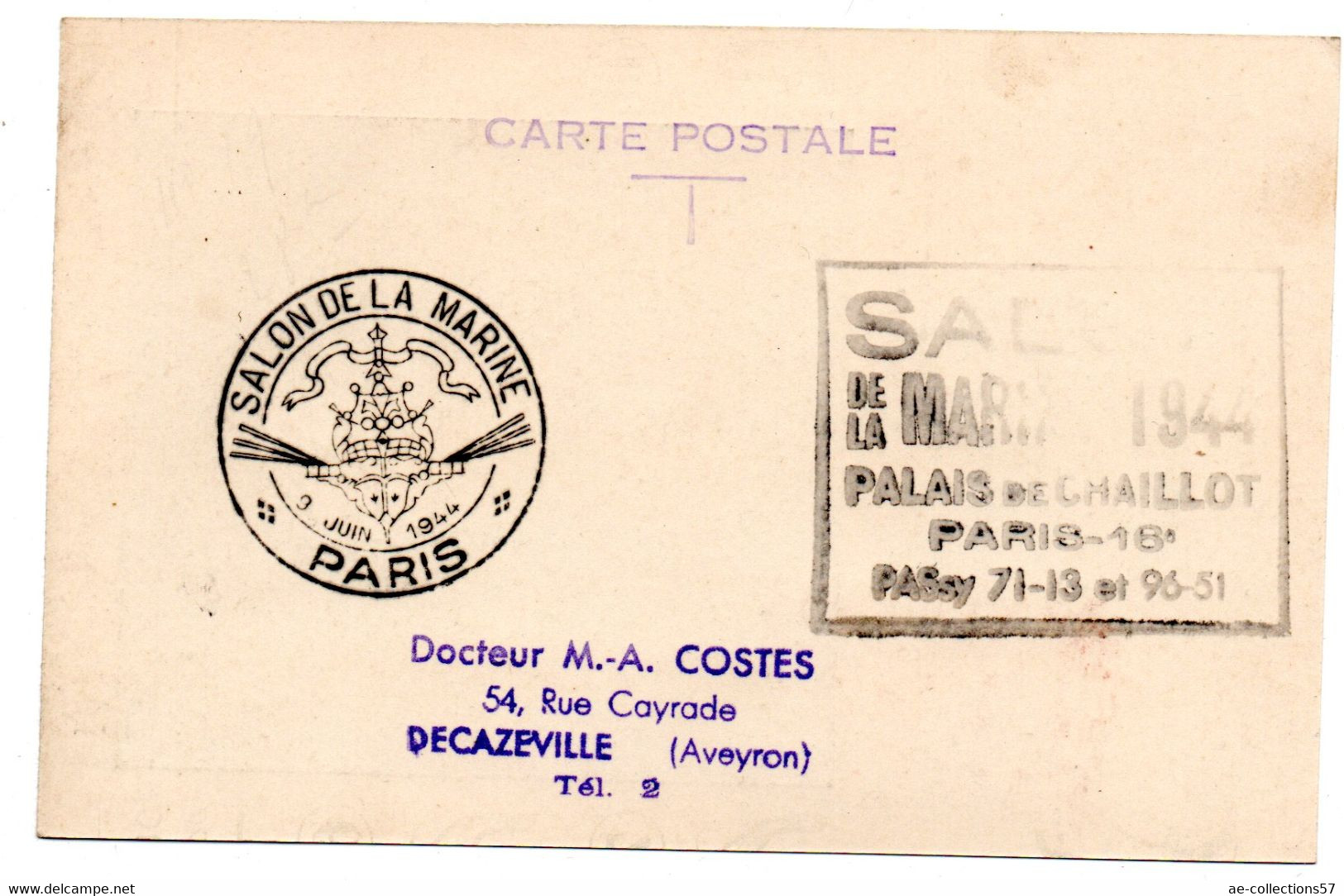Carte / Salon De La Marine / Tourville / 9-6-44 - 1940-1949