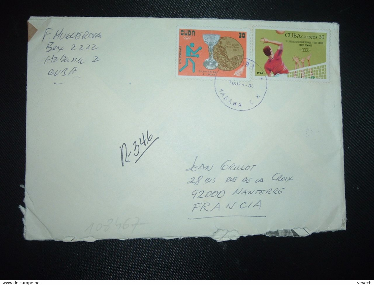 LR Pour FRANCE TP VOLLEY 1974 30 + BOXE 1973 30 + TURISMO 30 + JEUX 1978 30 + PINTORES CUBANOS 30 + AVION 30 + IYA 30 OB - Lettres & Documents