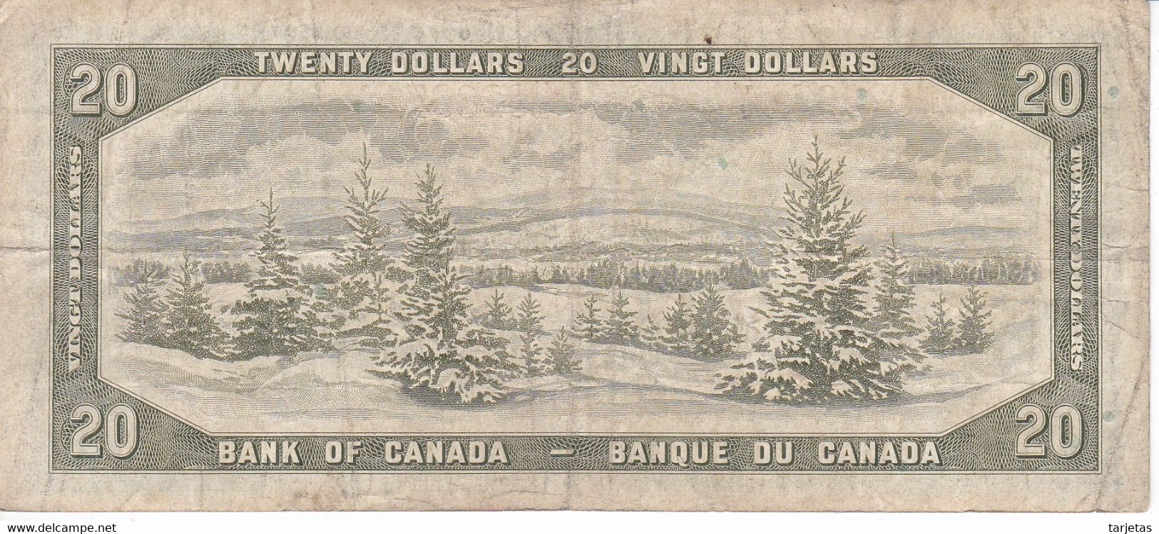 BILLETE DE CANADA DE 20 DOLLARS DEL AÑO 1954  (BANKNOTE) - Kanada