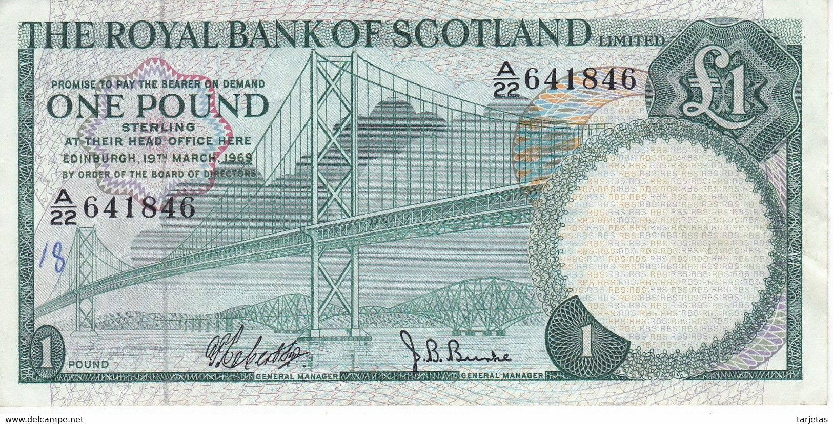 BILLETE DE ESCOCIA DE 1 POUND DEL AÑO 1969  (BANKNOTE) EDINBURGH - 1 Pond