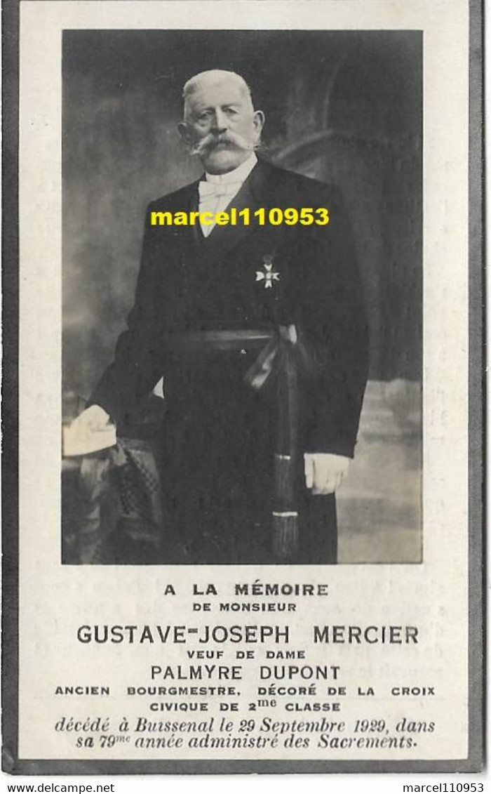 Mercier Gustave Joseph -ancien Bourgmestre ( Buissenal 1929 ) - Esquela