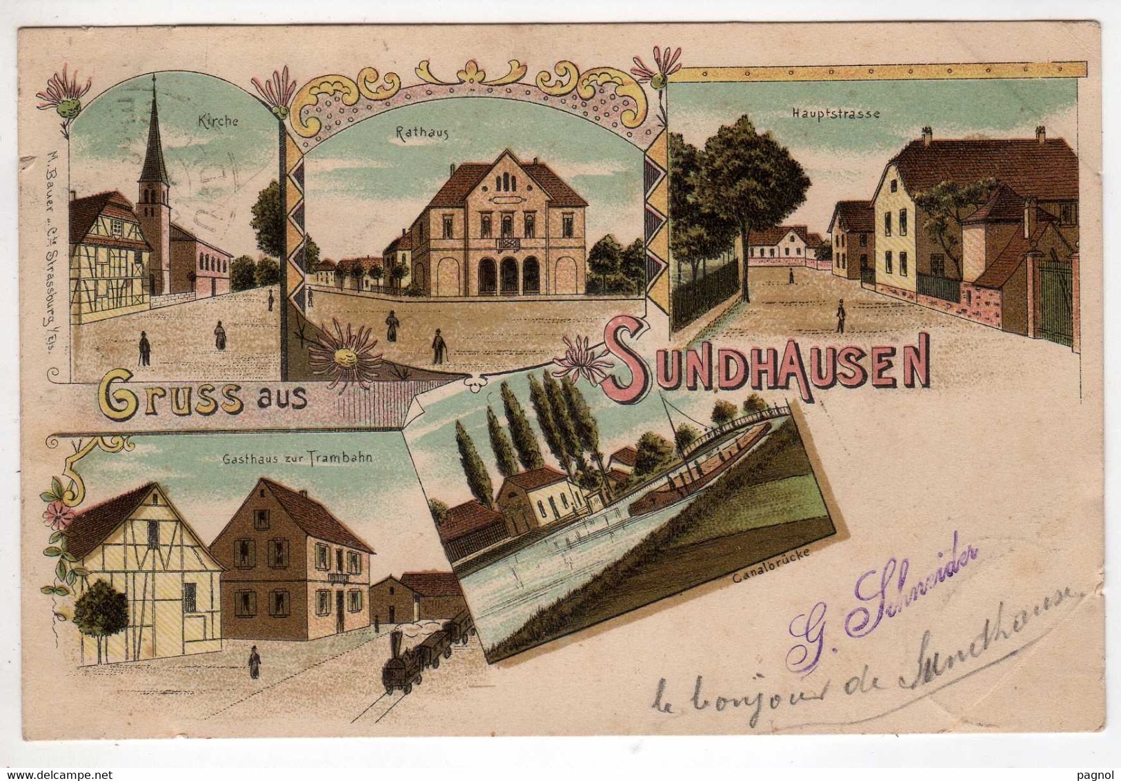 67 : Gruss Aus Sundhausen : Litho Couleur Multivues 1899 - Altri & Non Classificati