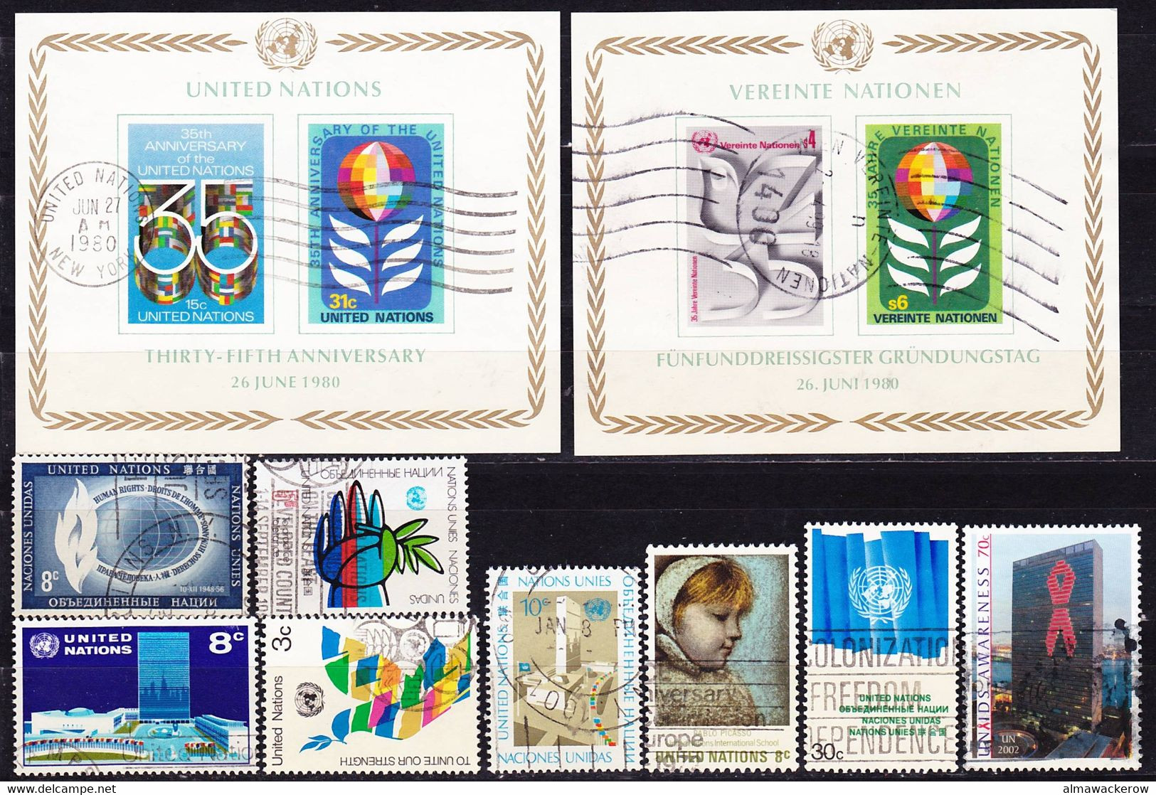 20-185 Big Lot UNO Geneva, Vienna, New York With Real Use Obliterations Used O - Collections, Lots & Séries