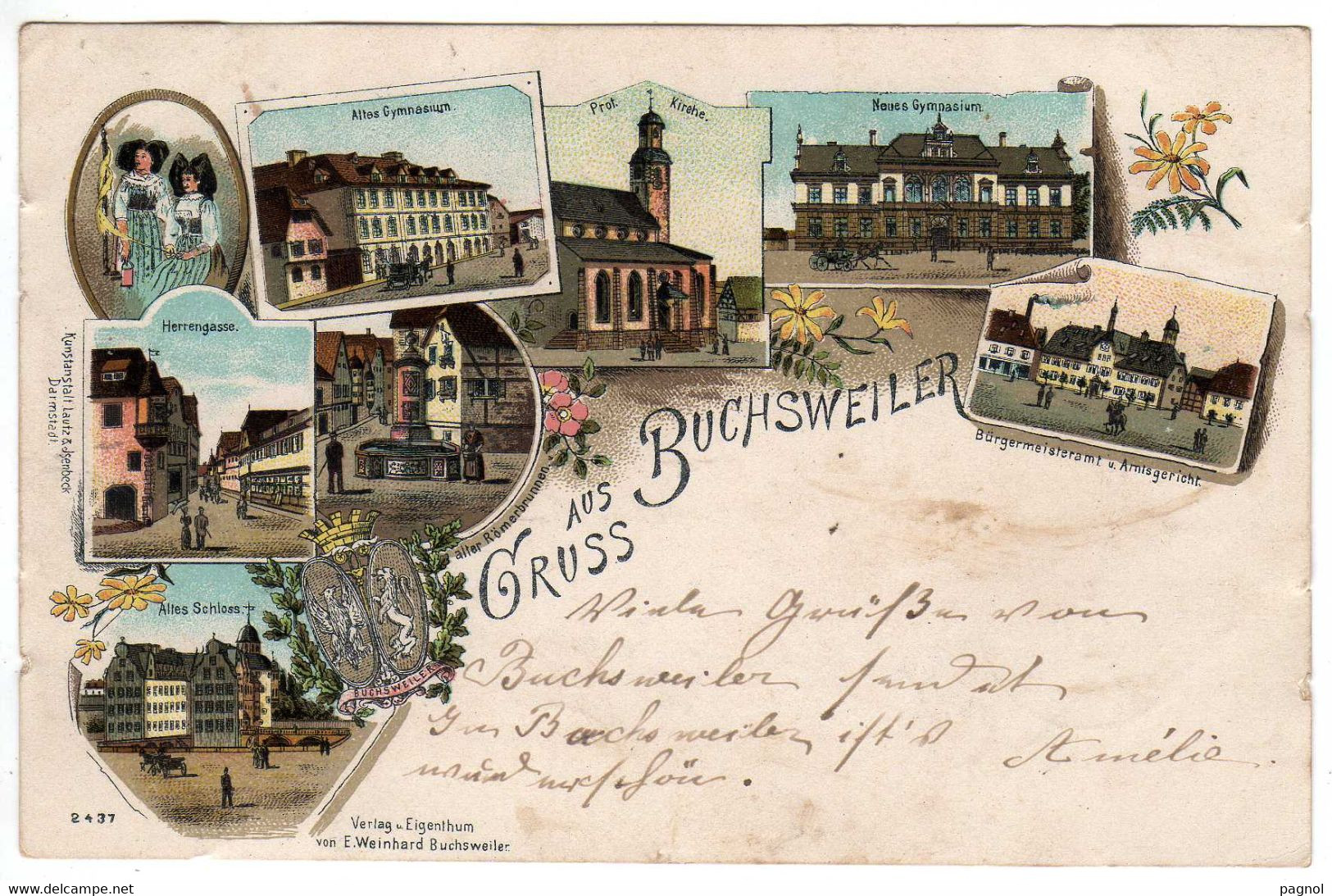 67 : Gruss Aus Buchsweiler : Litho Couleur Multivues 1899 - Autres & Non Classés