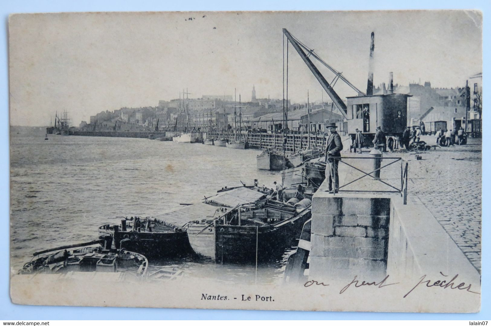 C. P. A. : 44 NANTES : Le Port, Grue, Animé, Timbre En 1903 - Nantes