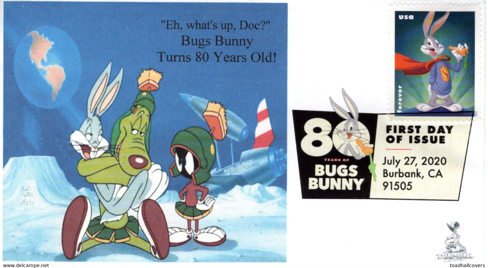 Bugs Bunny 80th Anniversary First Day Cover, With Digital Color Pictorial (DCP) Postmark From Burbank, CA.  #8 Of 10 - 2011-...