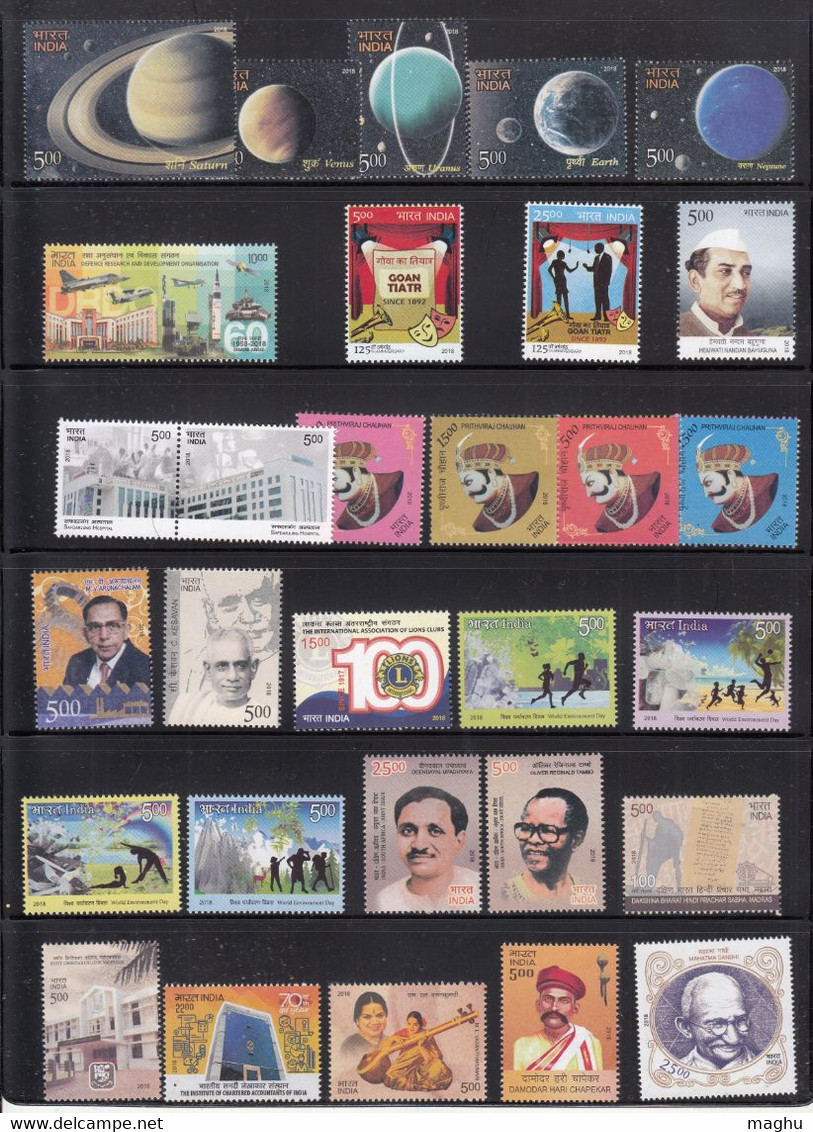 India MNH 2018, Year Pack, Full Year, (5 Scans) - Años Completos