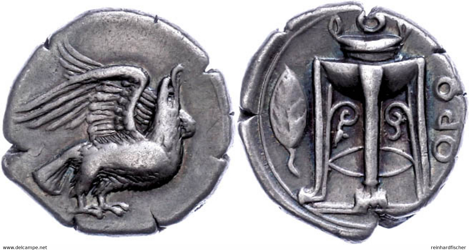 Kroton, Stater (7,67g), Ca. 5./4. Jhdt. V. Chr. Av: Balzender Adler Mit Geöffneten Schwingen Nach Rechts. Rev: Dreifuß,  - Other & Unclassified