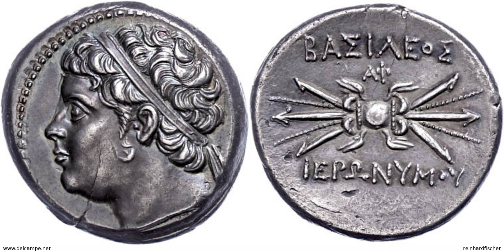 Syrakus, 10 Litren (8,43g), 215-214 V. Chr., Hieronymos. Av: Kopf Des Königs Mit Diadem Nach Links. Rev: Blitzbündel. SN - Other & Unclassified