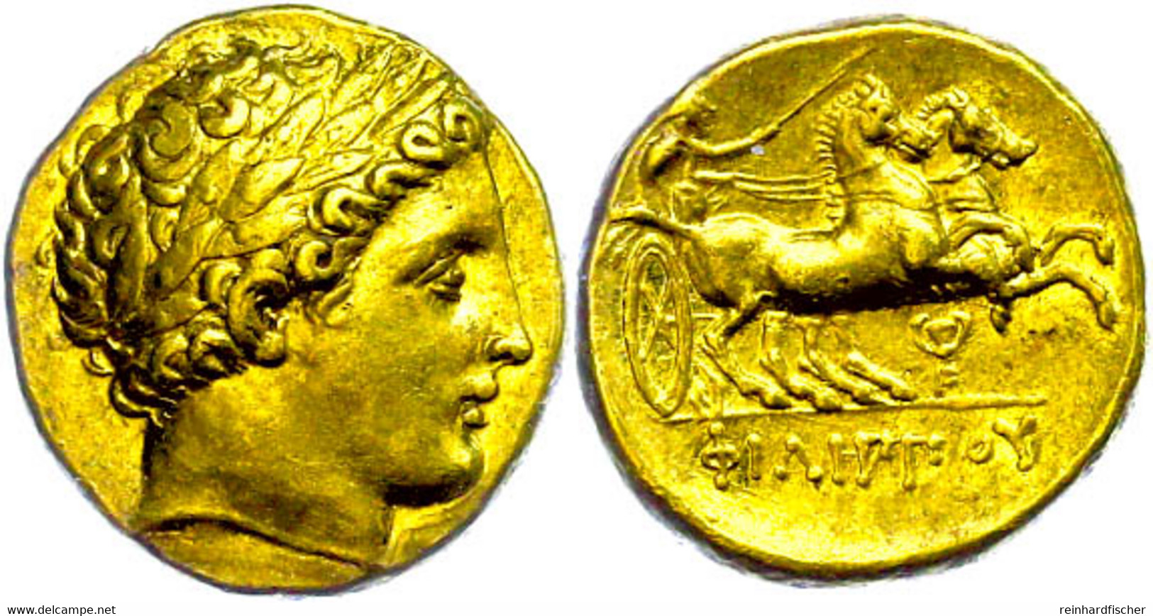 Stater (8,58g), Philipp II., 359-336 V. Chr., Pella. Av: Apollokopf Nach Rechts. Rev: Biga Nach Rechts, Im Feld Rechts K - Other & Unclassified