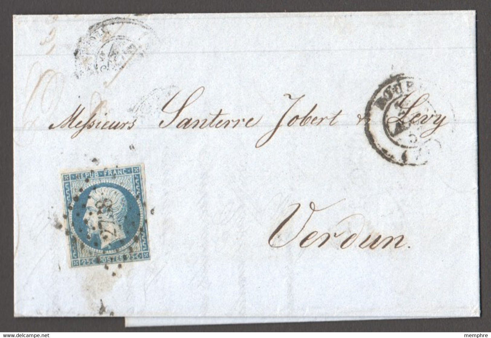 Lettre De Rouen (petit Chiffre 2738) Pour Verdun  No 10 Seul Sur Lettre - 1852 Louis-Napoléon