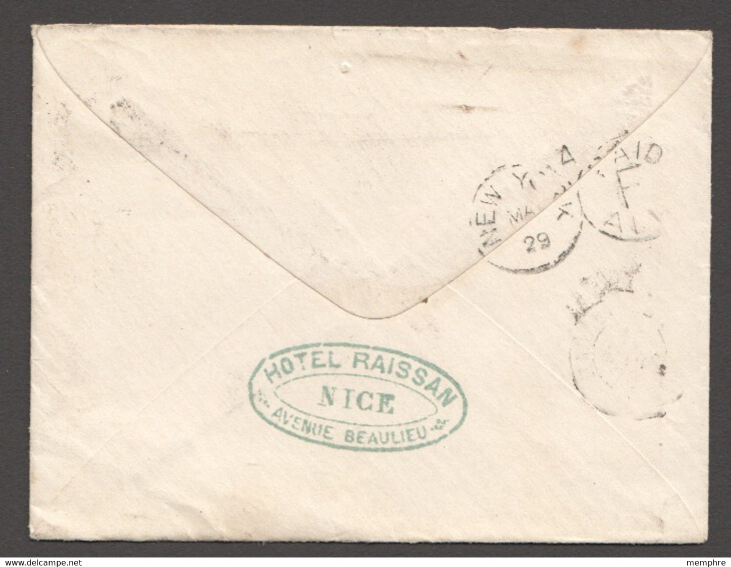 Enveloppe De Nice (Cachet Convoyeur) Pour Les USA No 38 Seul - 1870 Siege Of Paris