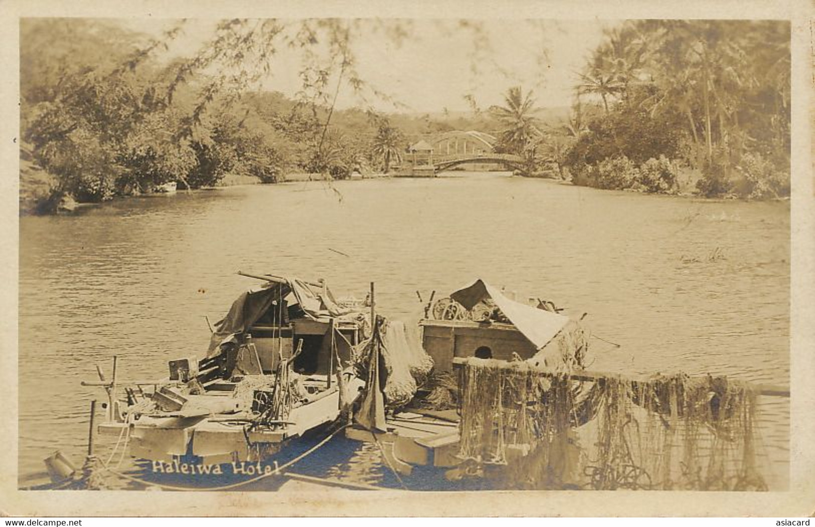 Hawaii Real Photo Haleiwa Hotel  Undivided Back Fisherman Boat - Honolulu