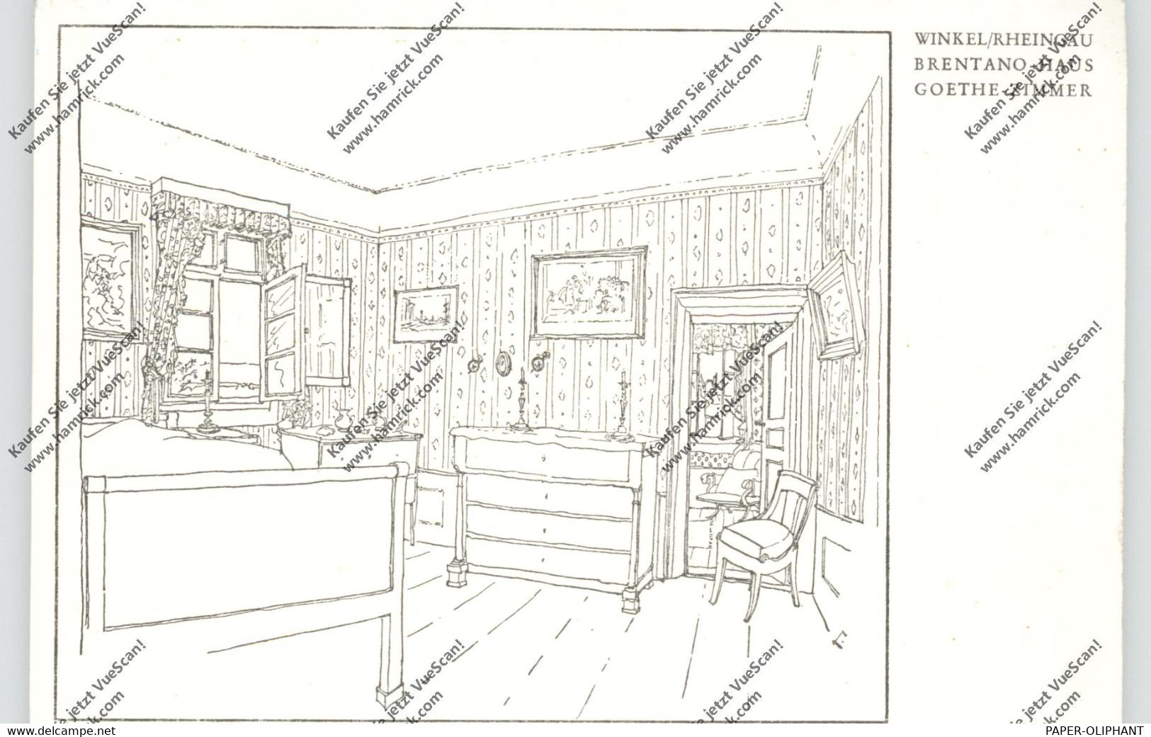 6227 OESTRICH - WINKEL, Brentano-Haus, Goethe-Zimmer, Künstler-Karte - Oestrich-Winkel