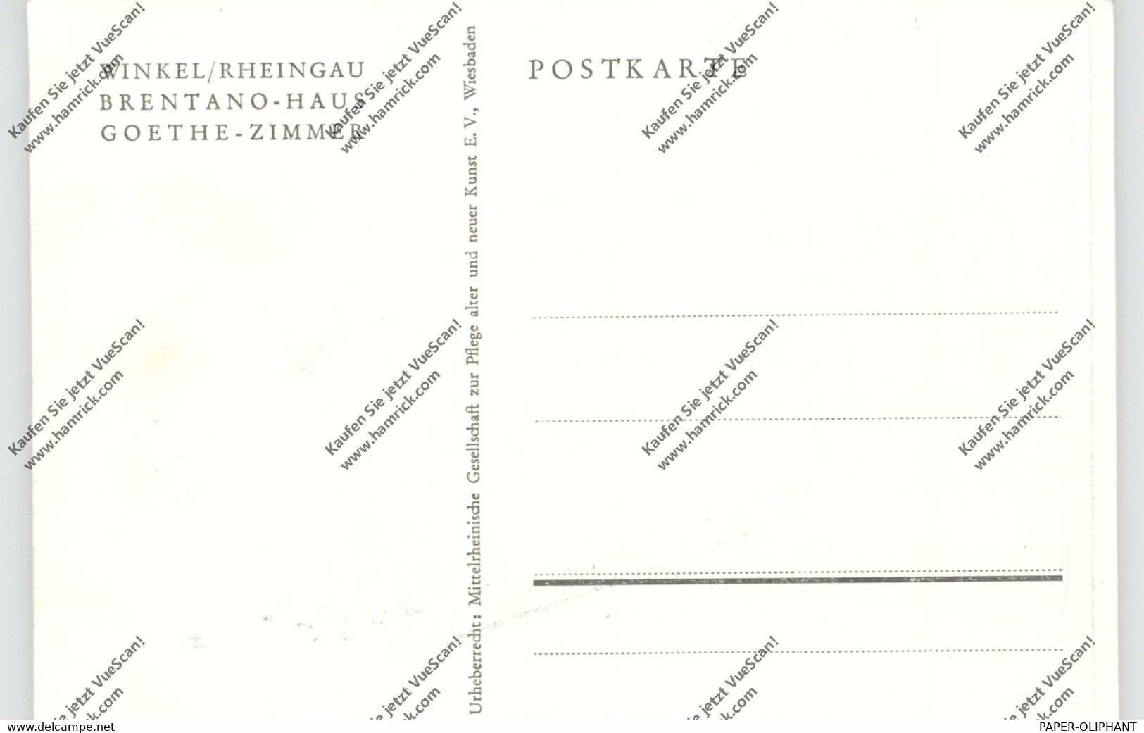 6227 OESTRICH - WINKEL, Brentano-Haus, Goethe-Zimmer, Künstler-Karte - Oestrich-Winkel