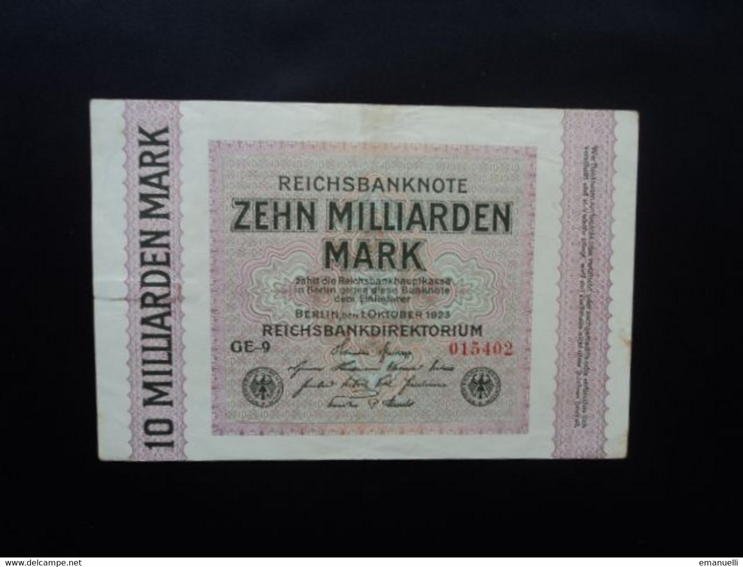 ALLEMAGNE * : 10 MILLIARDEN MARK   1.10.1923     CA 114c, ** / P 117b      TTB - 10 Mrd. Mark