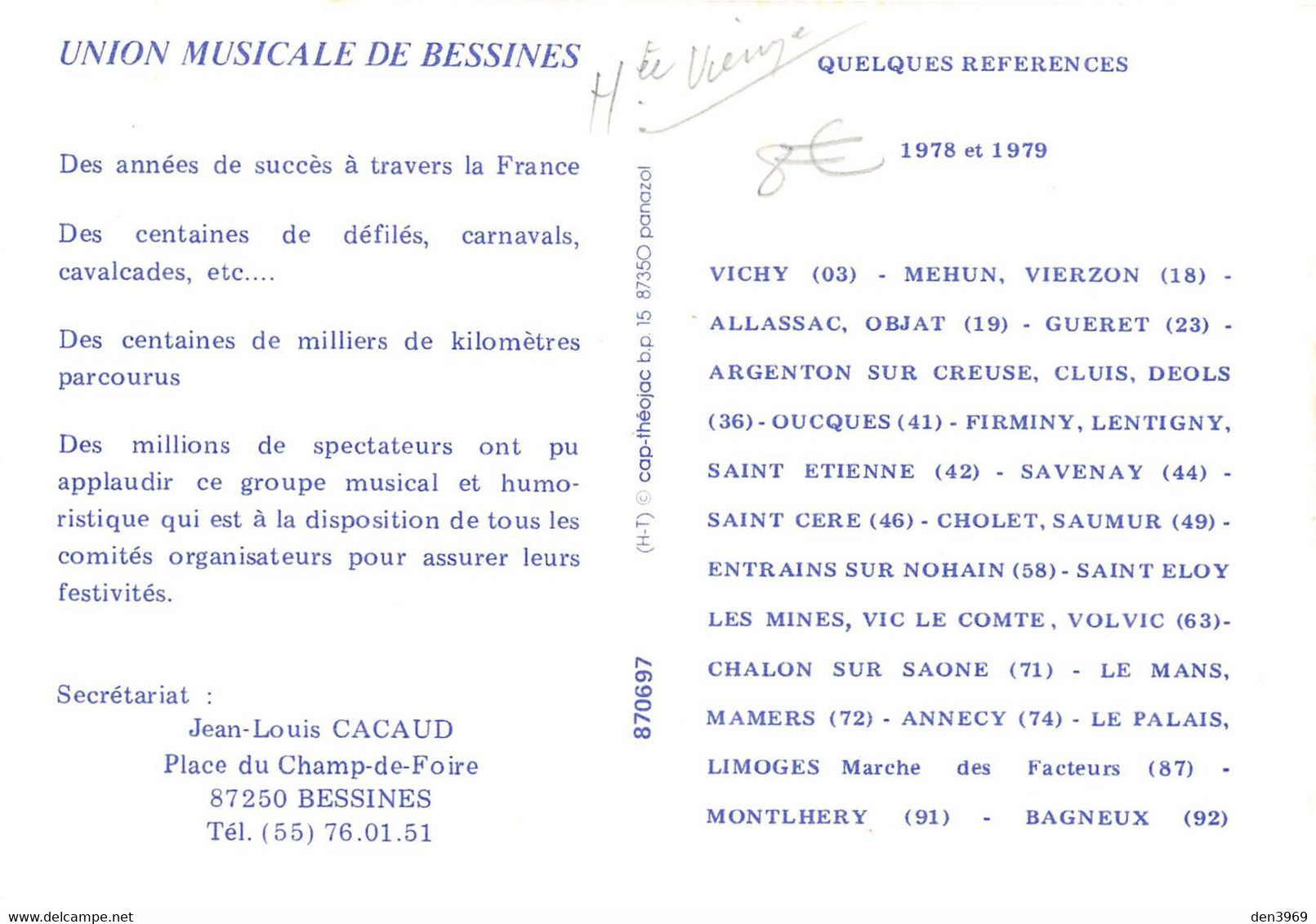 BESSINES - Union Musicale Les Andalous - Fanfare, Orchestre - Jean-Louis Cacaud, Place Du Champ-de-Foire - Bessines Sur Gartempe