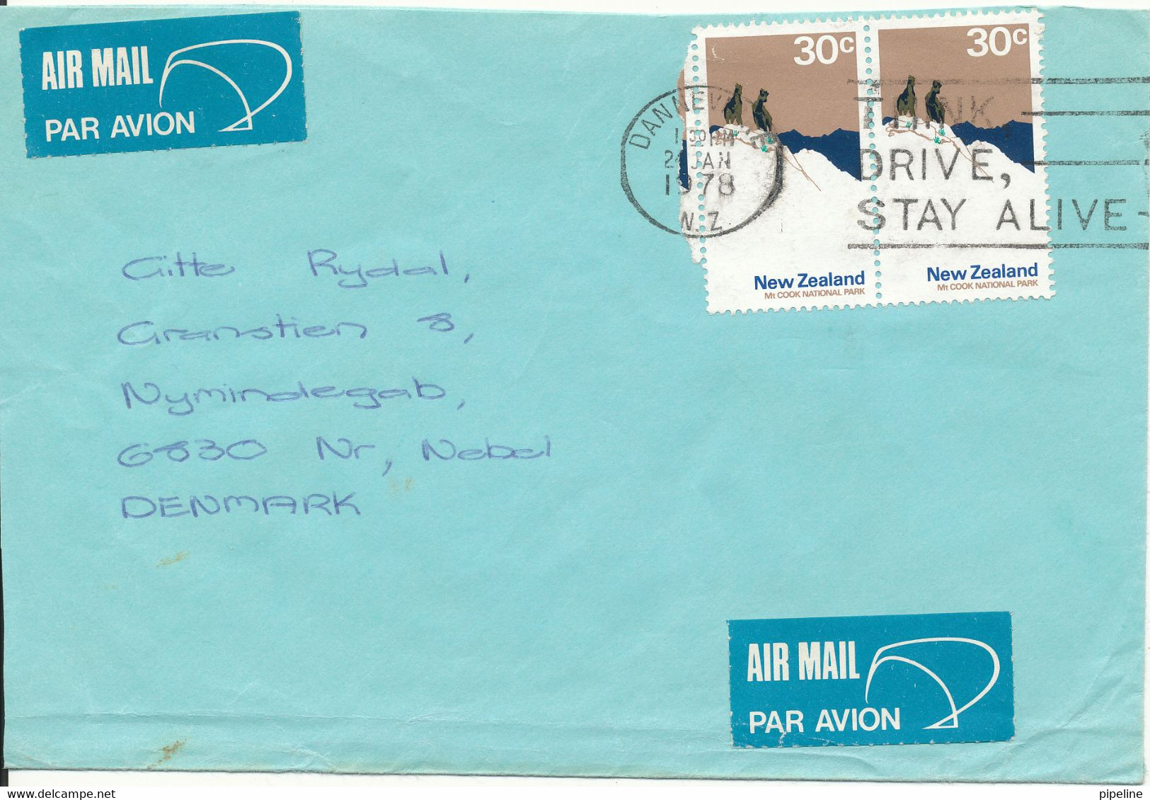 New Zealand Cover Sent Air Mail To Denmark Dannevirke 24-1-1978 - Briefe U. Dokumente