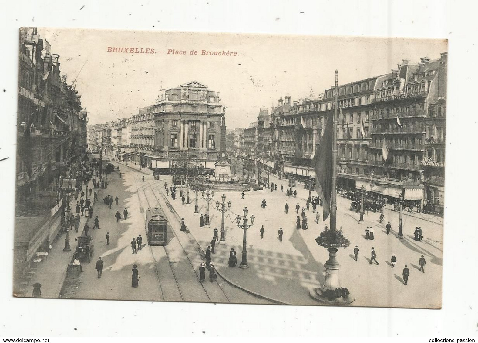 Cp, Belgique , BRUXELLES ,  Place De BROUCKERE ,  Voyagée 1910 , Tramway - Squares