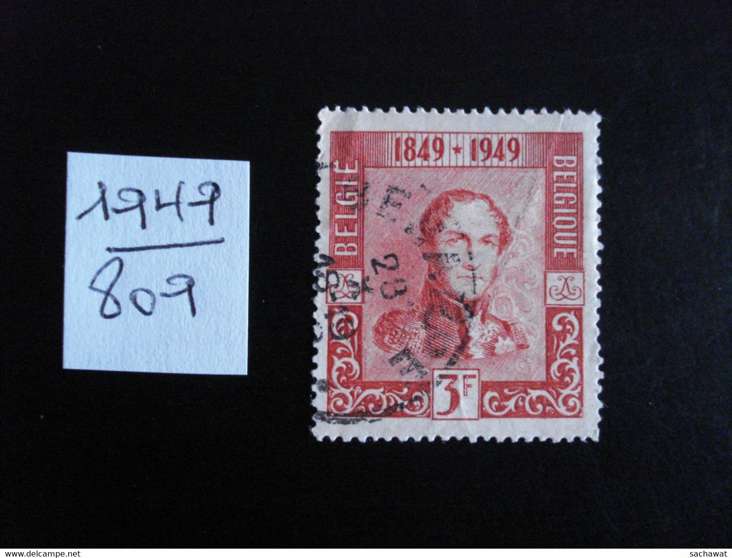 Belgique 1949 - 3f Léopold I - Y.T. 809 - Oblitérés - Used - 1948 Exportación