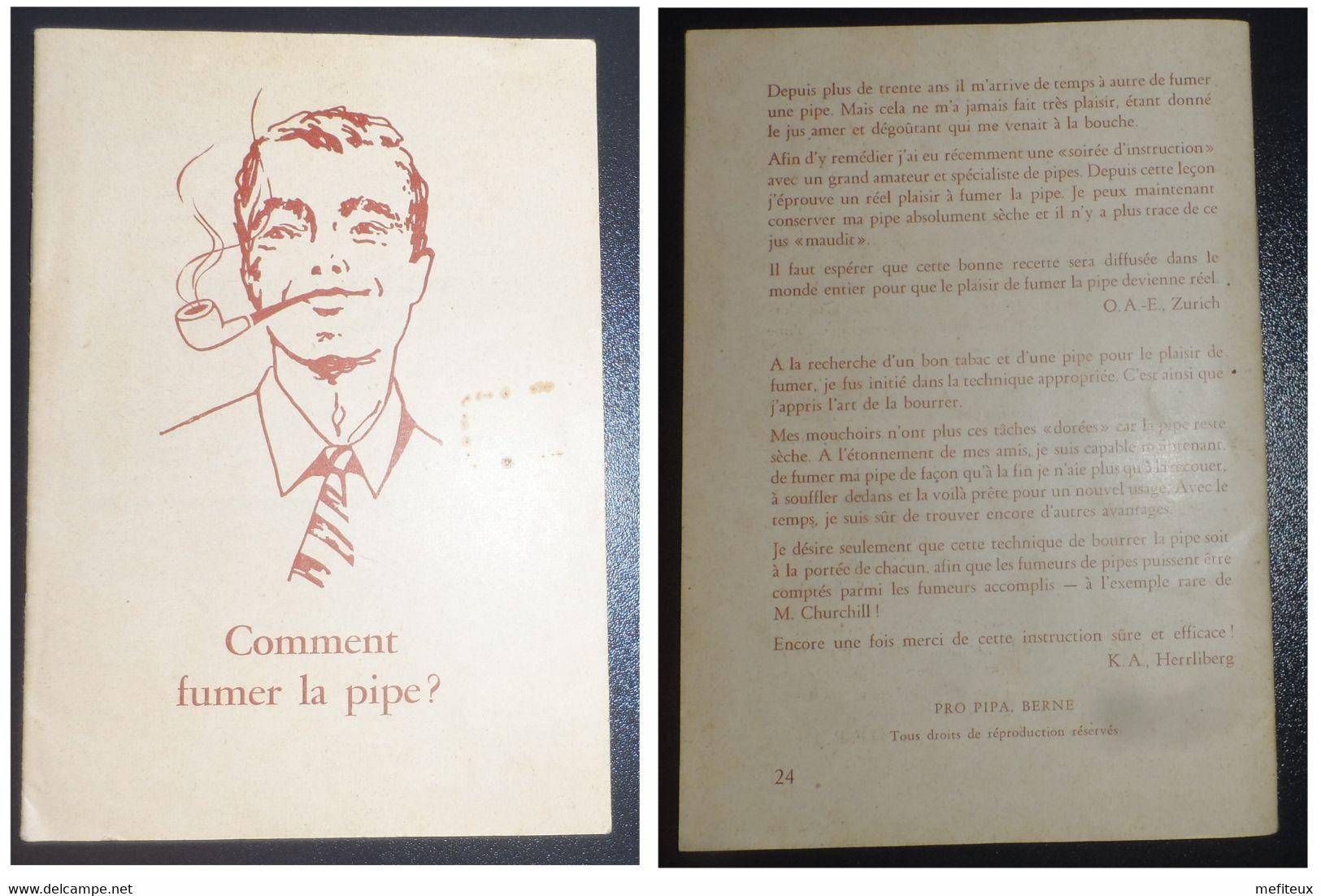 Livret "Comment Fumer La Pipe" Pro Pipa Berne Herrliberg - Books