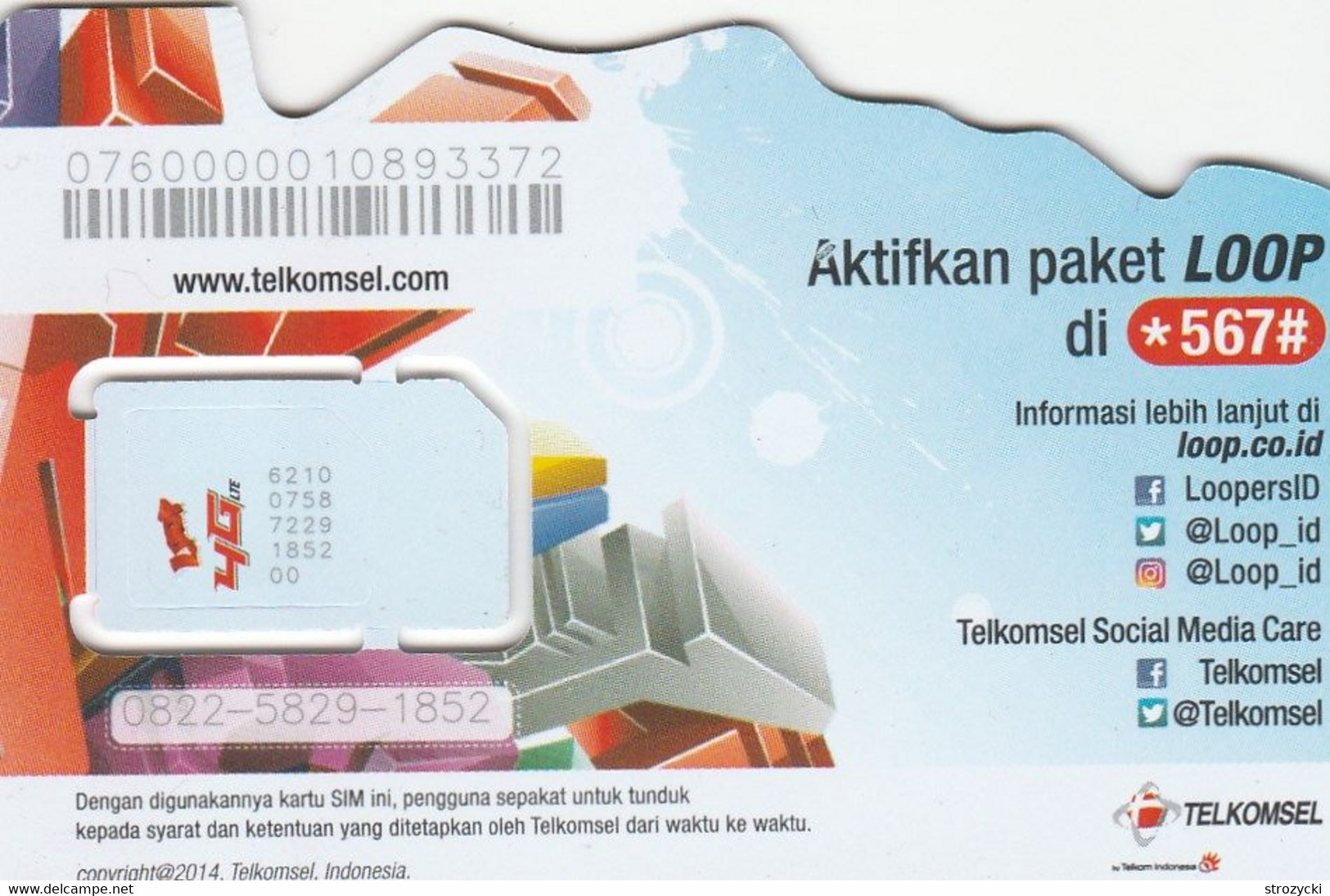 Indonesia - Telekomsel 4G LTE(standard,micro SIM) - GSM SIM - Mint - Indonesia