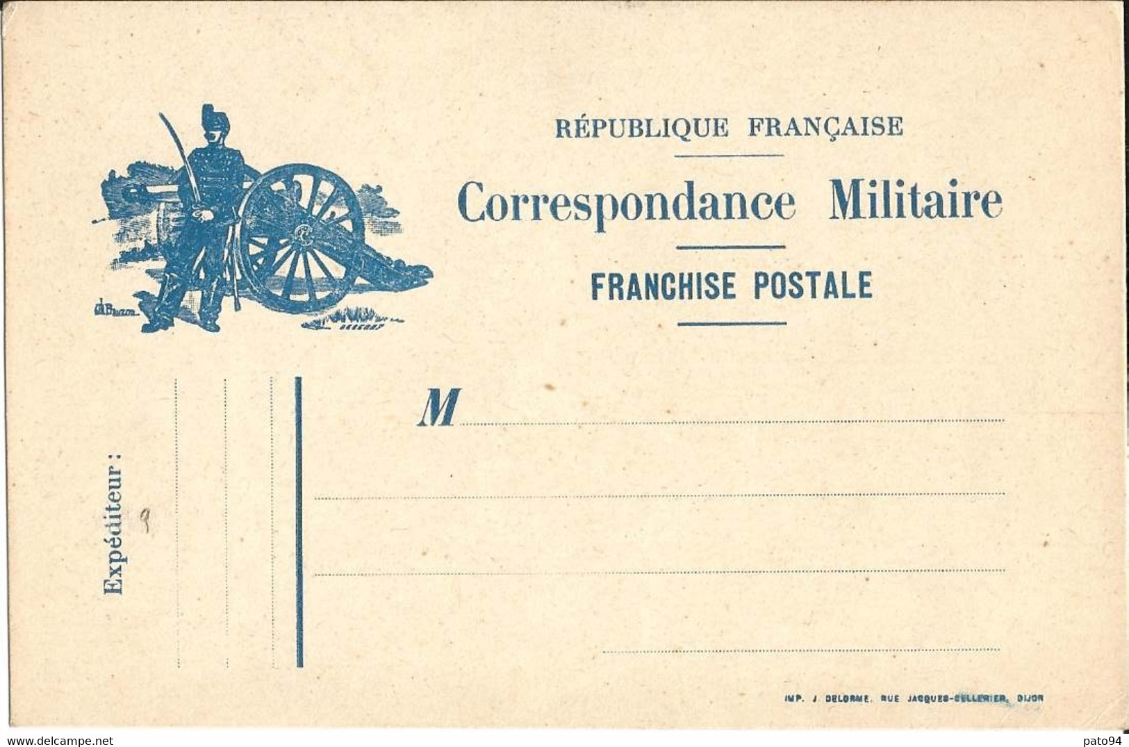 CORRESPONDANCE  MILITAIRE  /  Dessin :  Artilleur  Sabre  Canon - Briefe U. Dokumente