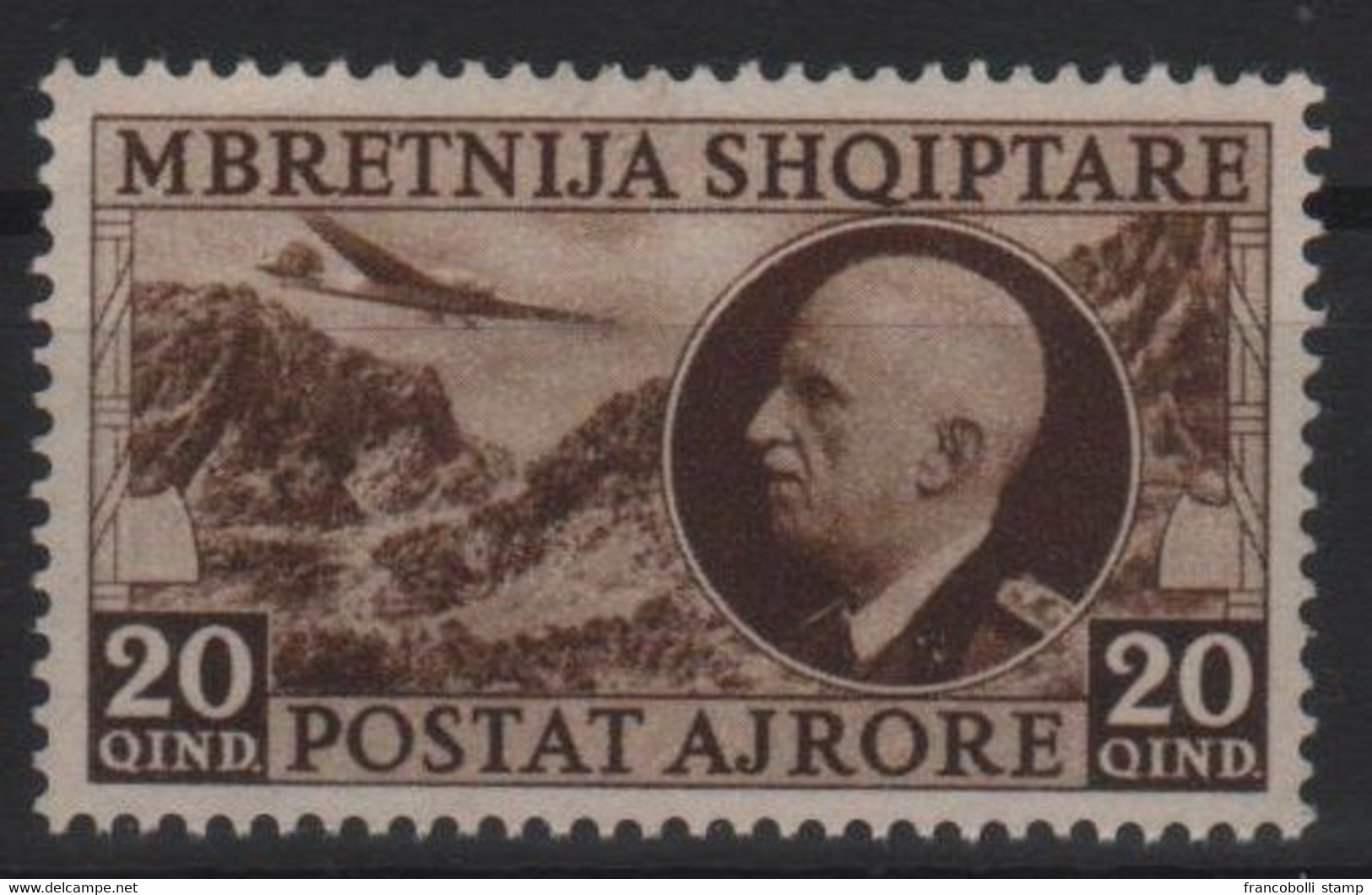 1939 Occupazione Albania Effige Vittorio Emanuele 20 Q. Bruno MNH - Albanië