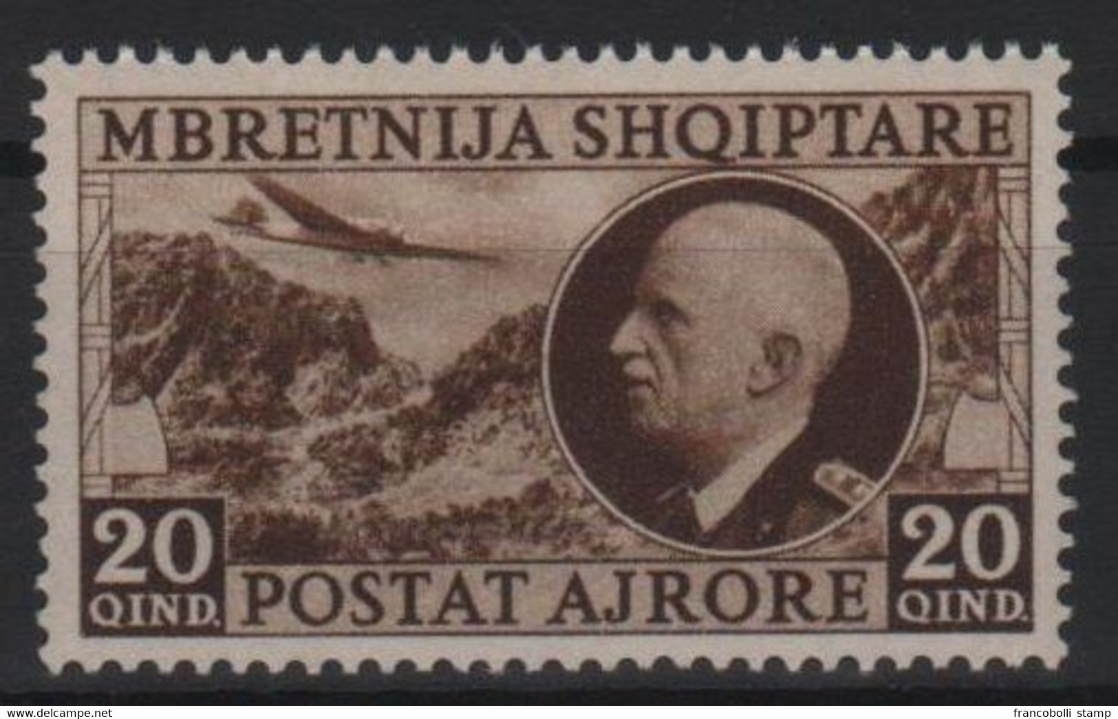 1939 Occupazione Albania Effige Vittorio Emanuele 20 Q. Bruno MNH - Albanië