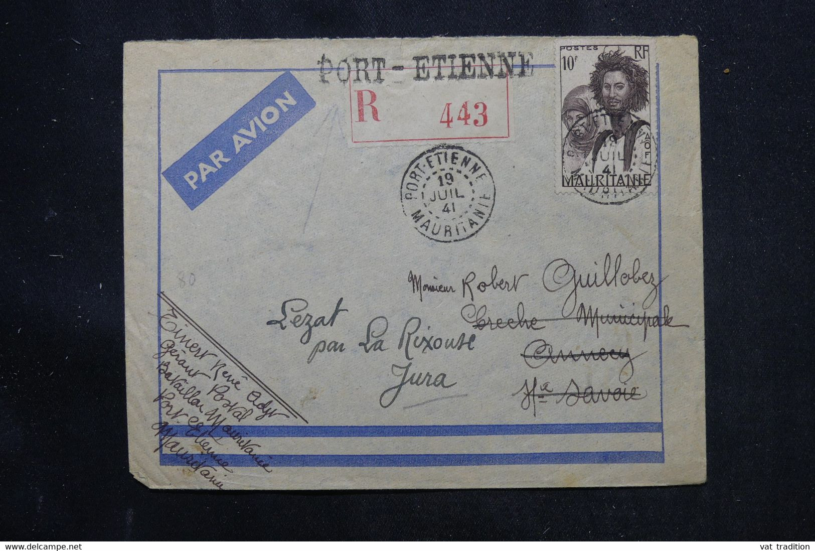 MAURITANIE - Enveloppe En Recommandé D'un Soldat De Port Etienne Pour La France En 1941 Par Avion - L 75085 - Covers & Documents