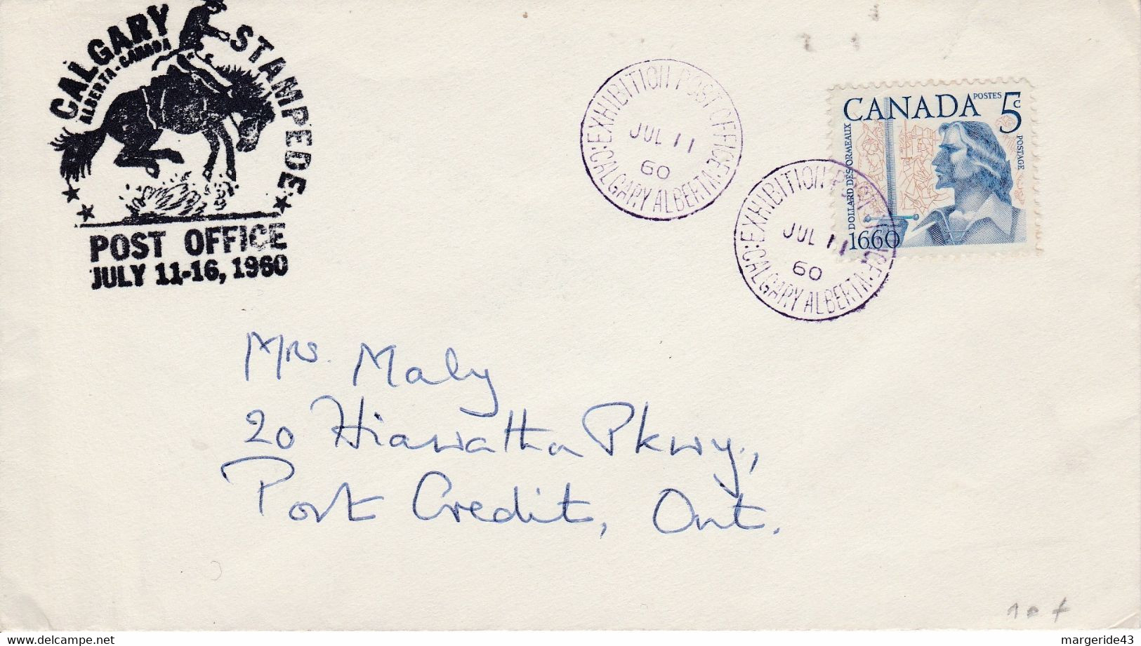 CANADA LETTRE EXHIBITION POST OFFICE CALGARY STAMPEDE 1960 - Enveloppes Commémoratives