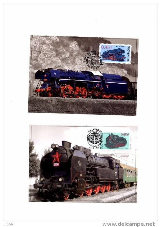 2 Cartes Maximum 2015 Train Locomotive à Vapeur :  Avec Oreilles 464.001 Et Albatros 498.104 - FDC