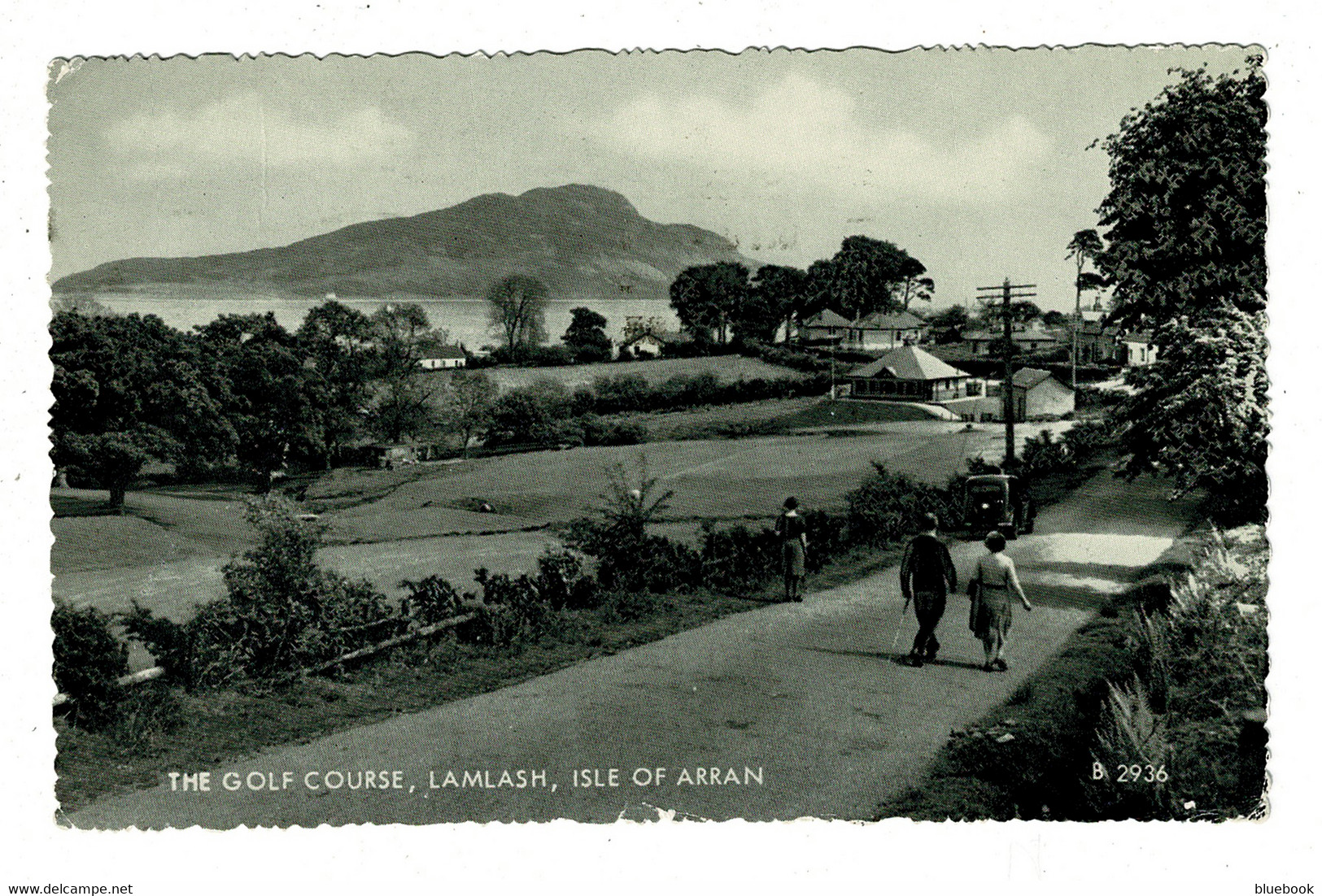 Ref 1418 - 1963 Postcard - The Golf Course Lamlash Isle Of Arran - Scotland - Lifeboat & Helicopter Stamp - Bute