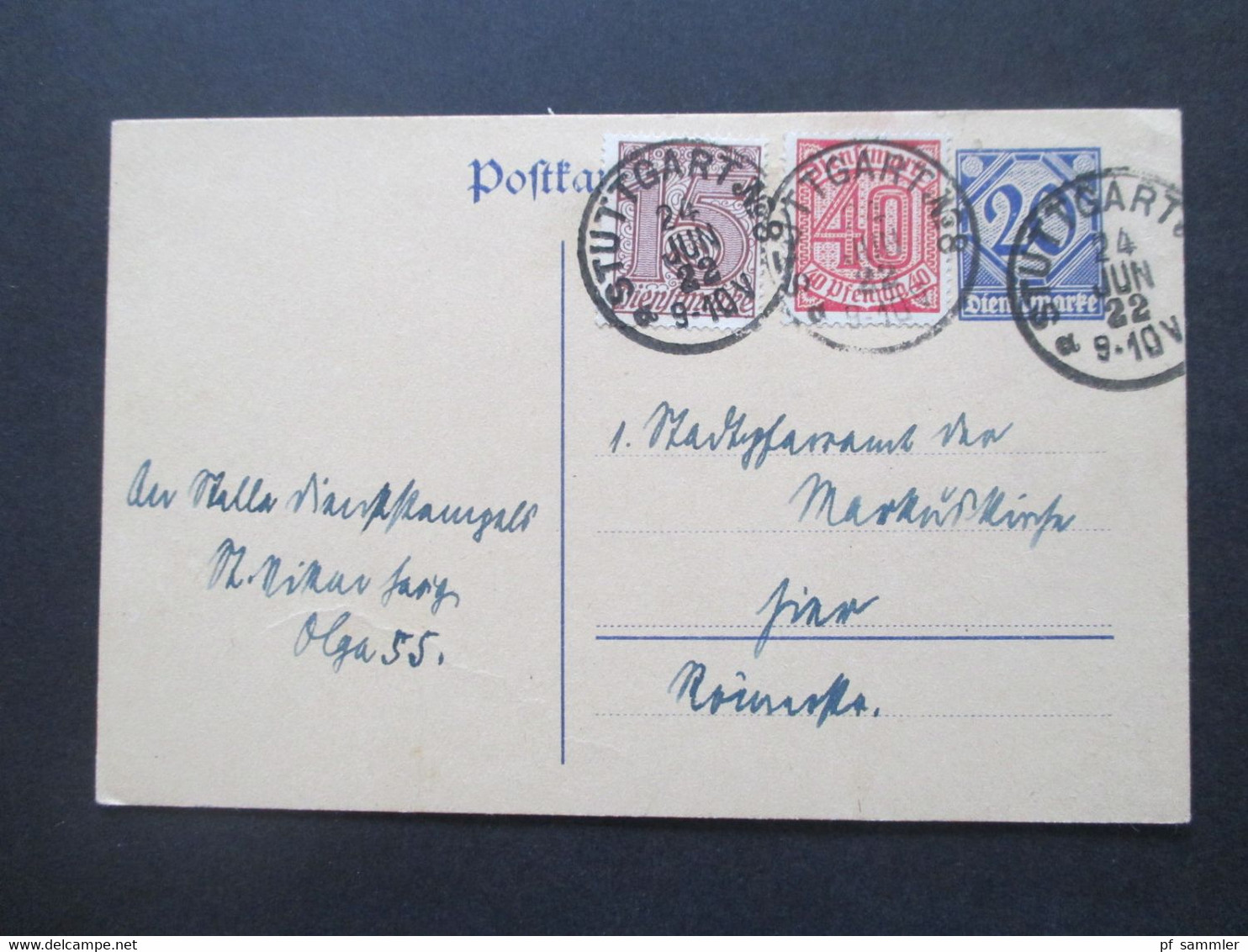 1902 - 1962 Belege / AK / GA kleiner Heimat Posten Stuttgart mit vielen verschiedenen Stücken / Stempeln ab ca.