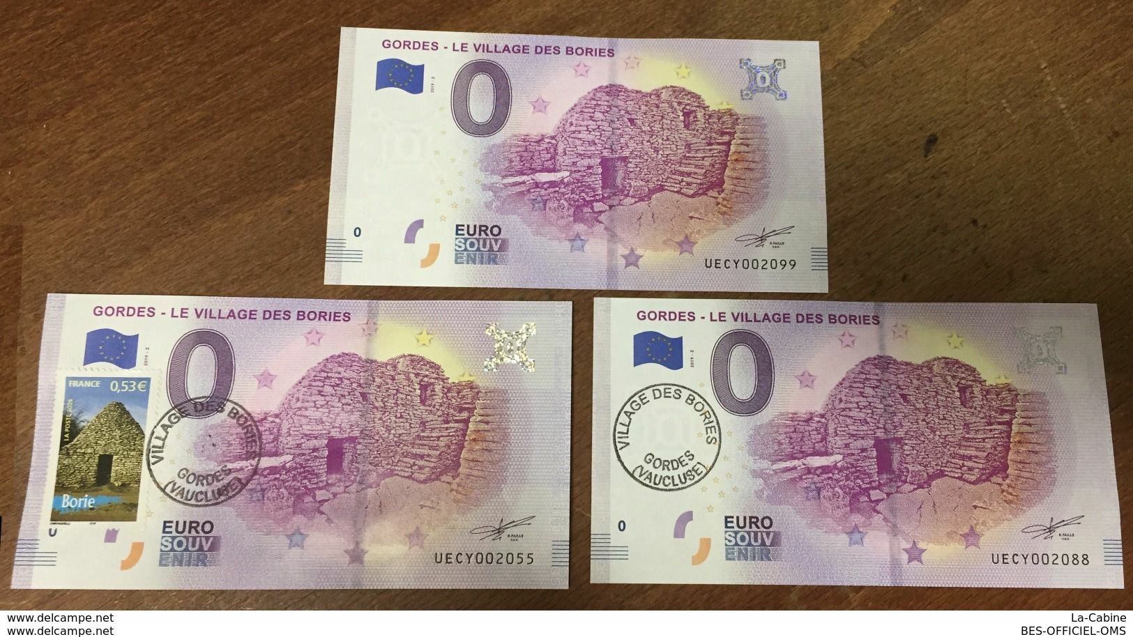 2021 BILLET 0 EURO SOUVENIR DPT 84 GORDES VILLAGE DES BORIES LOT DE 3 BILLETS SCHEIN PAPER MONEY BANKNOTE - Essais Privés / Non-officiels