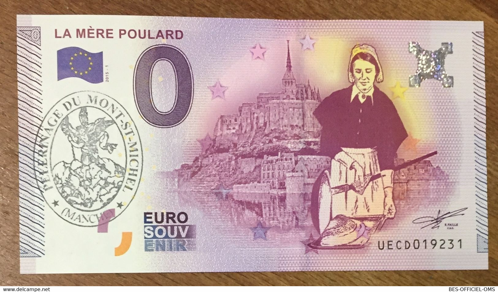 2015 BILLET 0 EURO SOUVENIR DPT 50 LA MÈRE POULARD ZERO 0 EURO SCHEIN BANKNOTE PAPER MONEY - Essais Privés / Non-officiels