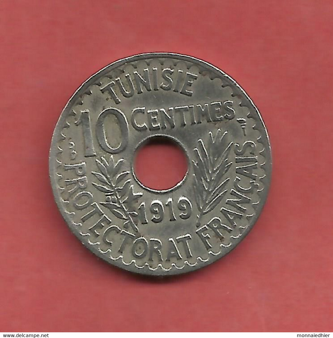 10 Centimes , TUNISIE , Nickel-Bronze , 1919 , N° KM # 243 - Other & Unclassified