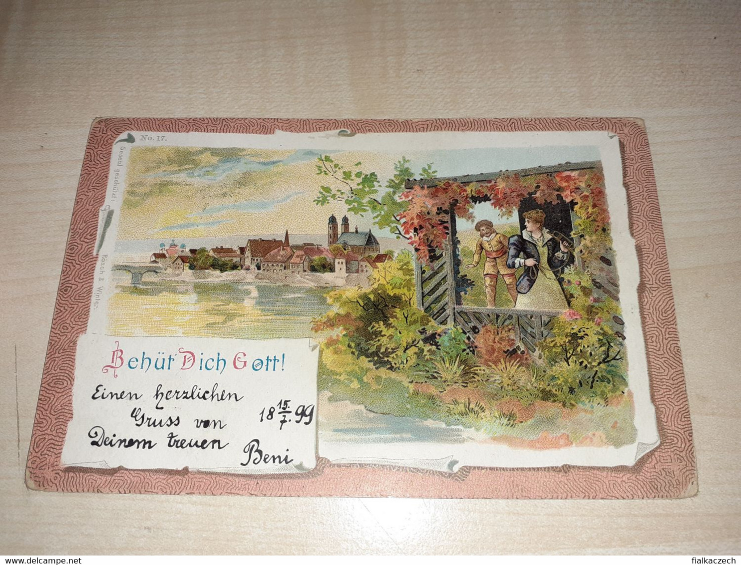 Czechoslovakia Stamps, Postcard 1899, Behüt Dich Gott, Topics Postcard - Couple, 15.7.1899, Prague, Praha - ...-1918 Prephilately