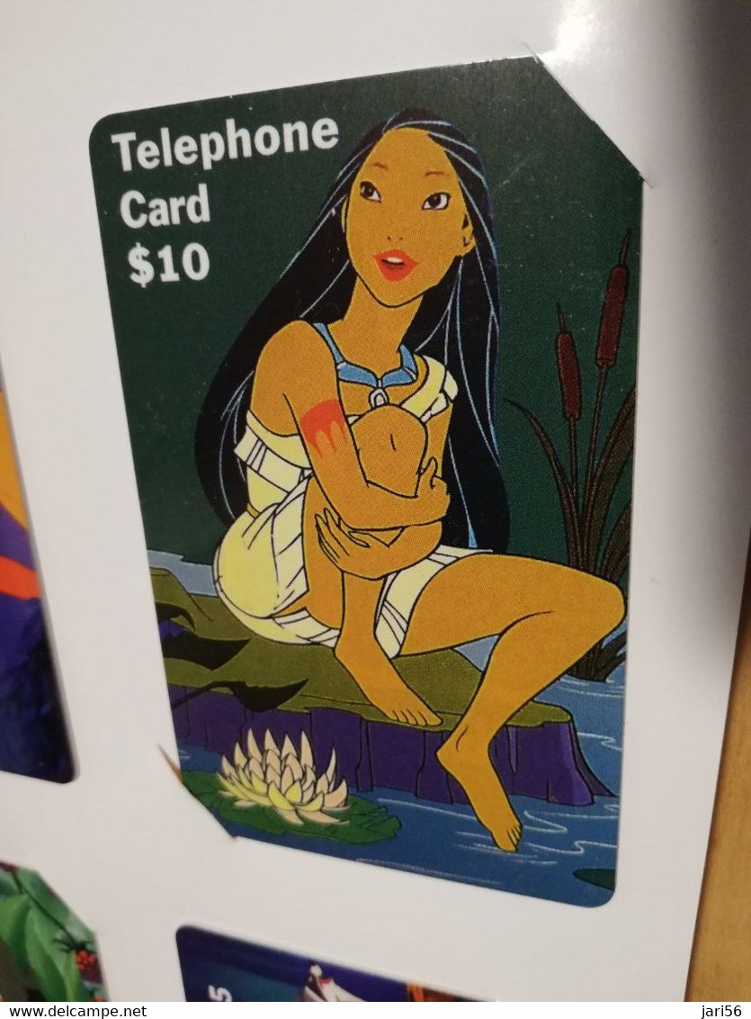 UNITED STATES USA  POCAHONTAS DISNEY PHONE CARD COLLECTION 4 CARDS    MINT CARD  ONLY 25OO SETS    PREPAID  **3669**