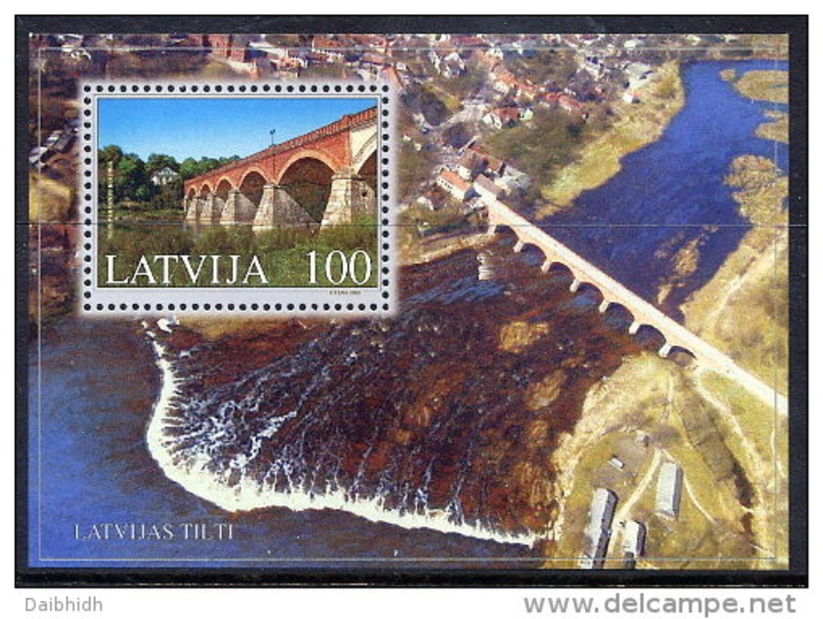 LATVIA 2002  Kuldiga Bridge Block MNH / **.  Michel Block 16 - Lettland
